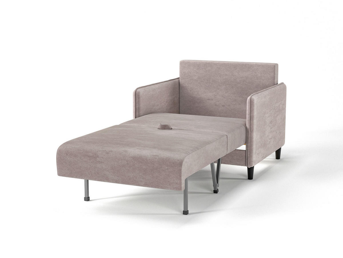 SCHLAFSESSEL ELBA Velours Taupe    - Taupe/Schwarz, Design, Holz/Textil (90/95/95cm) - MID.YOU