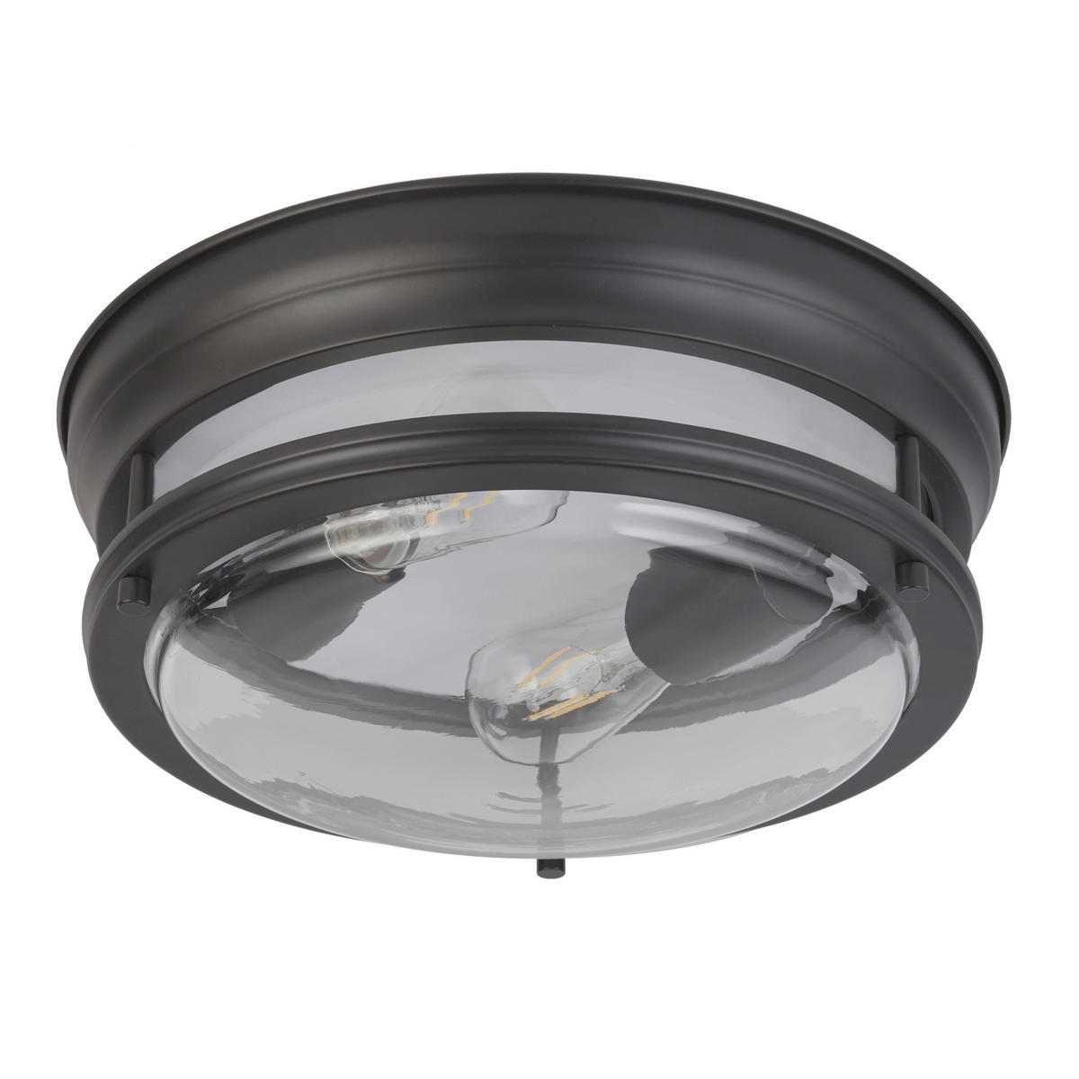 BADEZIMMER-DECKENLEUCHTE Glascow 35/14.5 cm   - Klar/Schwarz, Basics, Glas/Metall (35/14.5cm) - Searchlight