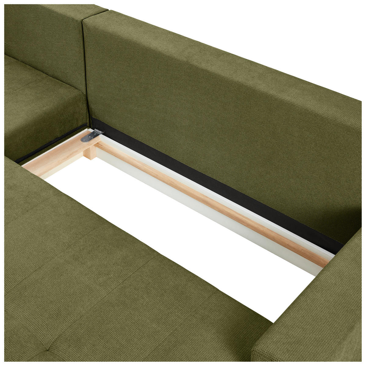 ECKSOFA in Webstoff Dunkelgrün  - Dunkelgrün/Schwarz, Konventionell, Kunststoff/Textil (231/157cm) - P & B