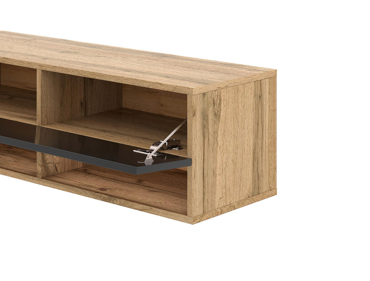 LOWBOARD DERBY  in 200/31,5/32,5 cm  - Eiche Wotan/Schwarz, Design, Holzwerkstoff (200/31,5/32,5cm) - Livetastic