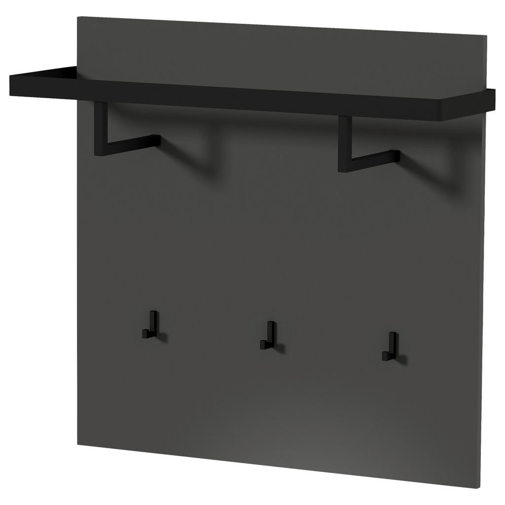 Thumbnail - Dieter Knoll Garderobenpaneel, Schwarz, Anthrazit, Holzwerkstoff, 93x88x25 cm, Aufhängemöglichkeit, Kleiderstange, Garde...