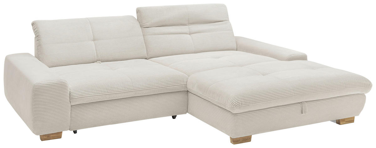 ECKSOFA Creme Cord  - Eichefarben/Creme, Design, Holz/Textil (276/198cm) - SetOne by Musterring