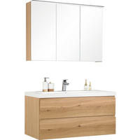 BADEZIMMER  in 105 cm  - Eichefarben, Design, Glas/Holz (105cm) - Novel