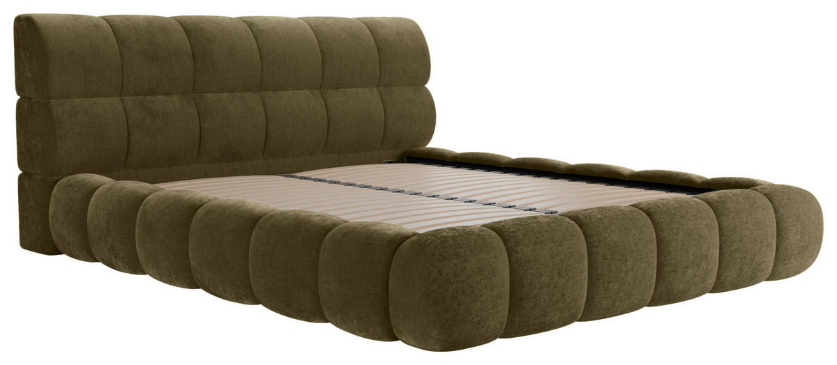 POLSTERBETT 180/200 cm,  in Waldgrün, Lattenrost, Bettkasten,  - Waldgrün/Schwarz, Design, Holz/Textil (180/200cm) - Chameo