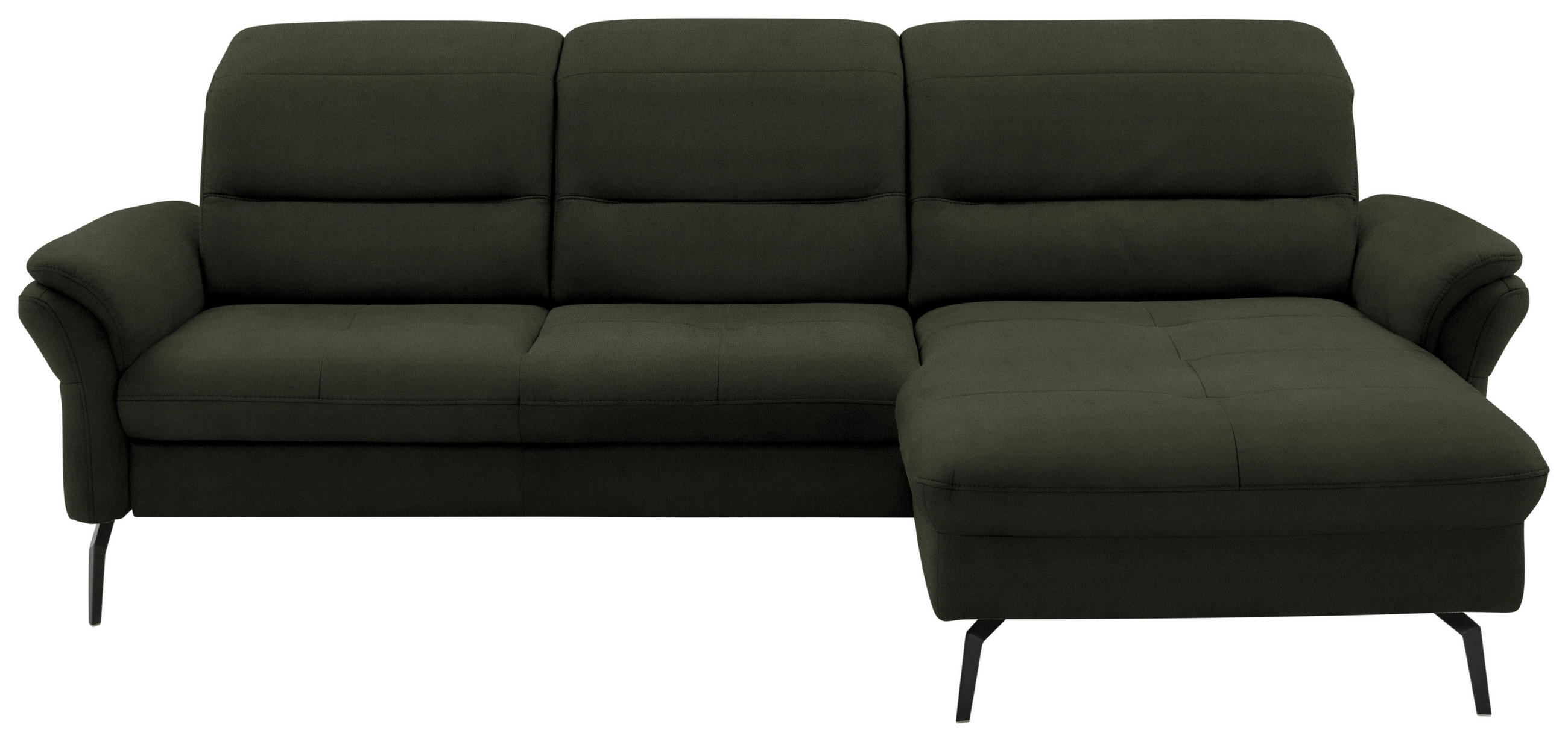 ECKSOFA in Flachgewebe Dunkelgrün  - Dunkelgrün/Schwarz, Konventionell, Textil/Metall (260/181cm) - Beldomo Speed