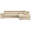 ECKSOFA in Echtleder Beige  - Chromfarben/Beige, Design, Leder/Metall (268/213cm) - Stylife