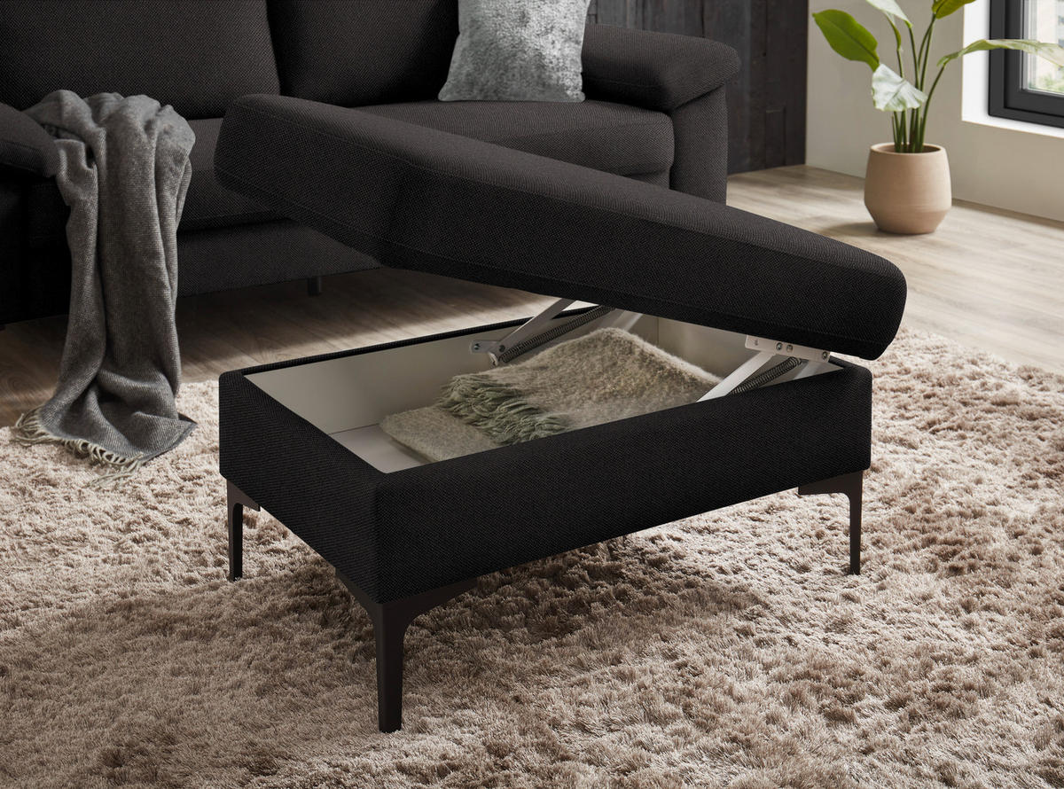 2,5-SITZER in Flachgewebe Dunkelbraun  - Dunkelbraun/Schwarz, Design, Textil/Metall (206/86/97cm) - Pure Home Lifestyle
