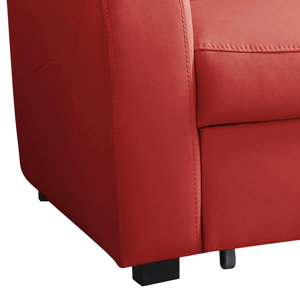 ECKSOFA in Lederlook Echtleder Rot  - Rot/Schwarz, Design, Leder/Kunststoff (227/168cm) - Livetastic