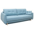 SCHLAFSOFA Webstoff Blau  - Blau/Buchefarben, KONVENTIONELL, Holz/Textil (220/90/95cm) - Carryhome