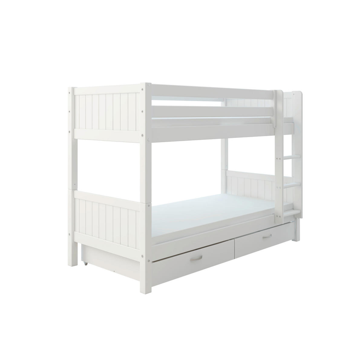 ETAGENBETT 90/200 cm,  in Absturzsicherung, Leiter, Lattenrost, Rollroste  - Weiß, MODERN, Holz (90/200cm) - Chameo
