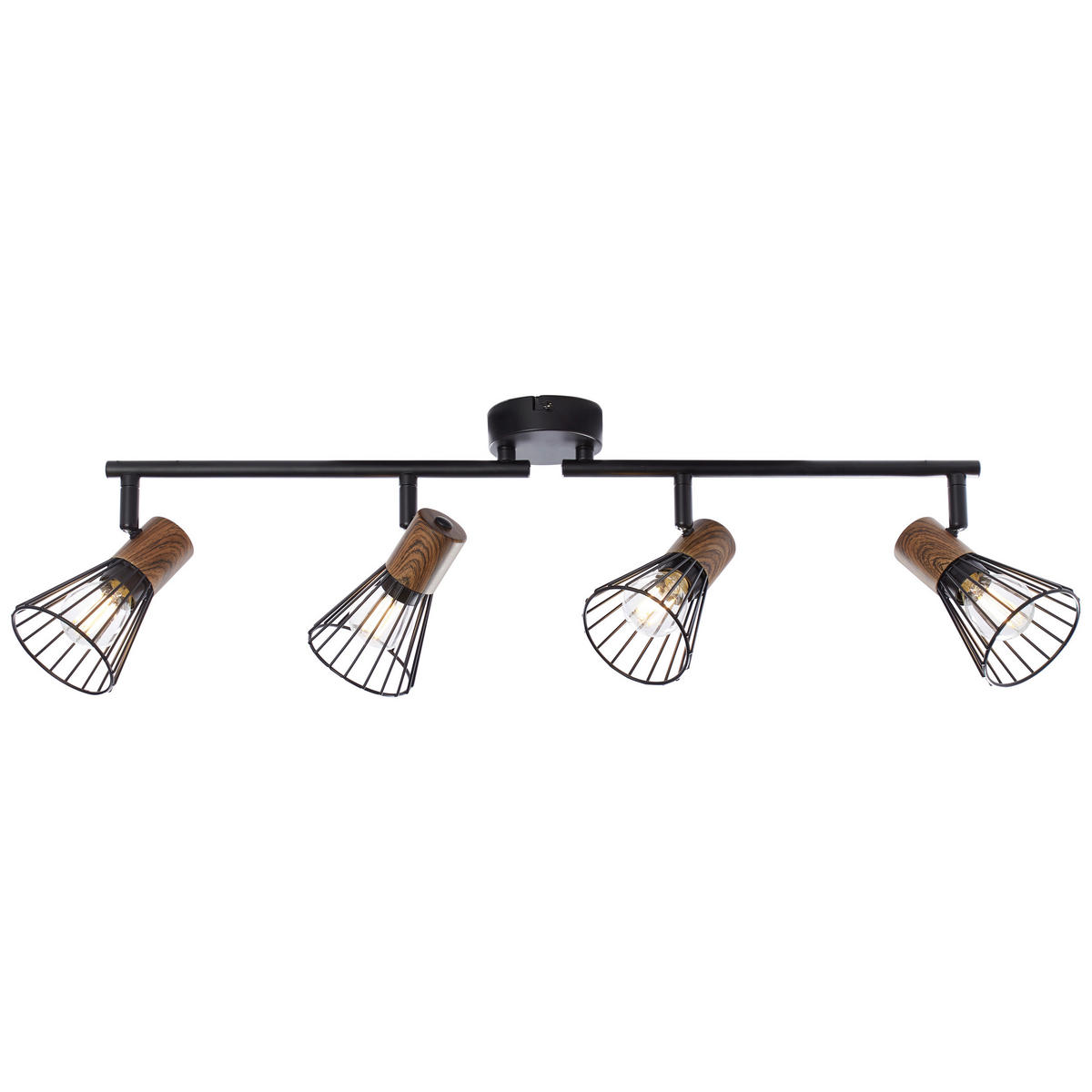 DECKENLEUCHTE    60,5/18/20 cm  - Schwarz, Design, Holz/Metall (60,5/18/20cm) - Brilliant