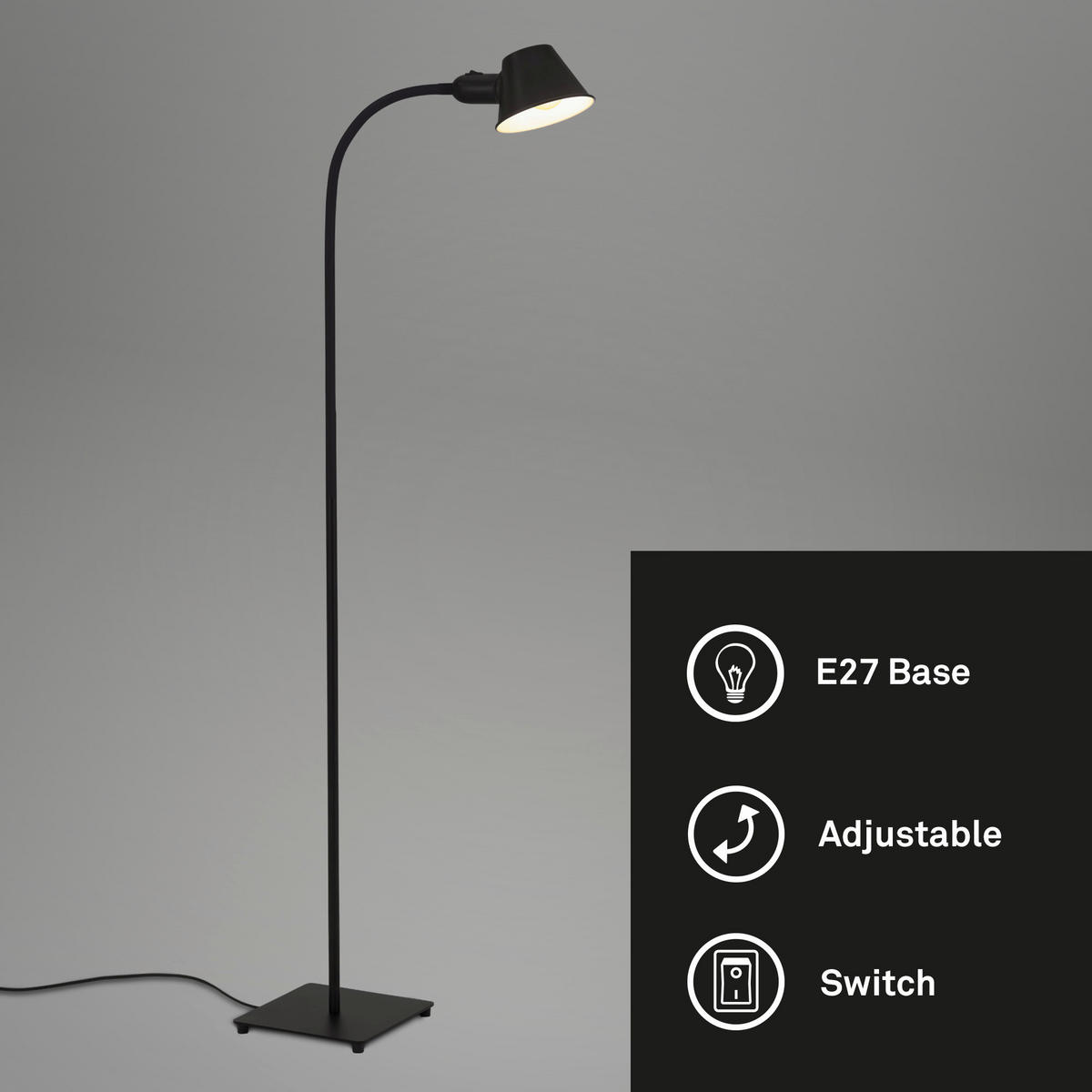 STOJACÍ LAMPA, 22/22/152 cm - černá, Design, kov (22/22/152cm)