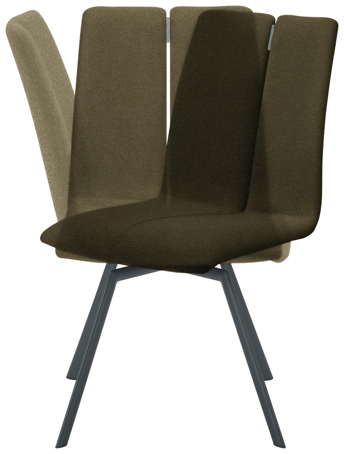 STUHL  Lederauswahl, Stoffauswahl, Typenauswahl Struktur  - Anthrazit/Olivgrün, Design, Textil/Metall (50/92/64cm) - Venjakob