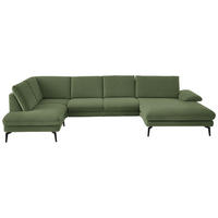 WOHNLANDSCHAFT  in Chenille, Flachgewebe Grün  - Schwarz/Grün, Design, Textil/Metall (208/344/180cm) - Dieter Knoll