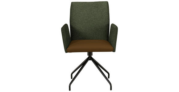 ARMLEHNSTUHL  , Typenauswahl, Sitzfläche 360° drehbar  , Webstoff, Mikrofaser  ,  - Schwarz/Olivgrün, Design, Textil/Metall (60/91/60cm) - Moderano