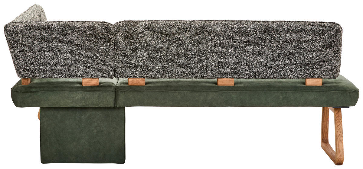 ECKBANK 208/155 cm Webstoff, Mikrofaser Grün, Dunkelgrün Eiche vollmassiv   - Dunkelgrün/Grün, KONVENTIONELL, Holz/Textil (208/155cm) - Venda