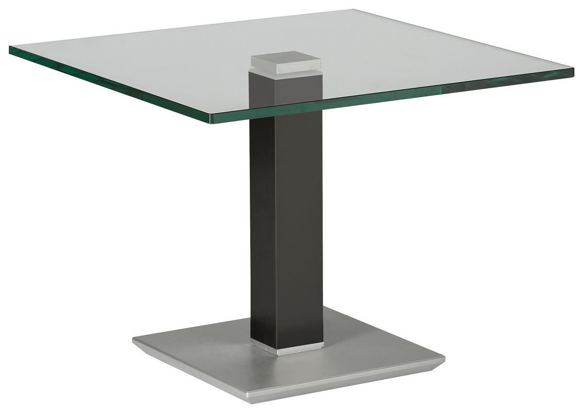 BEISTELLTISCH in Metall, Glas 60/60/46-65 cm  - Edelstahlfarben/Grau, Design, Glas/Kunststoff (60/60/46-65cm)