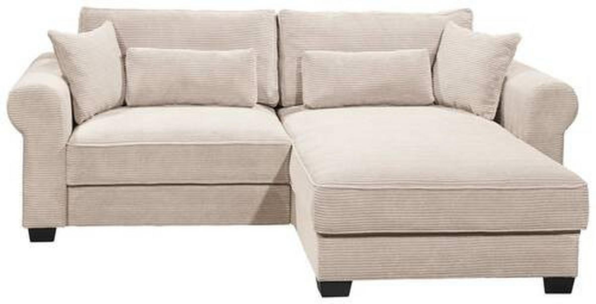 ECKSOFA in Cord Creme  - Creme/Schwarz, Basics, Kunststoff/Textil (255/92/185cm) - MID.YOU