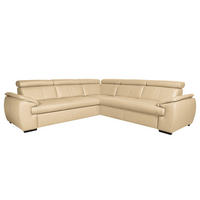 ECKSOFA Beige Echtleder  - Beige/Schwarz, Design, Leder/Holz (265/265cm) - Livetastic