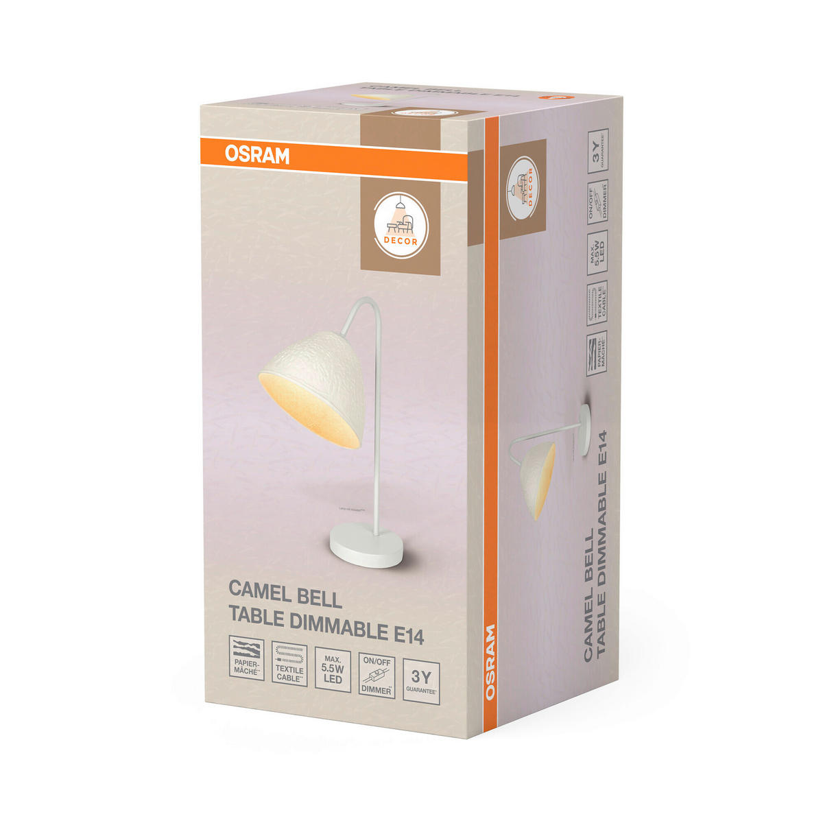 TISCHLEUCHTE 22/33.5/46 cm  - Basics, Papier/Metall (22/33.5/46cm) - Osram