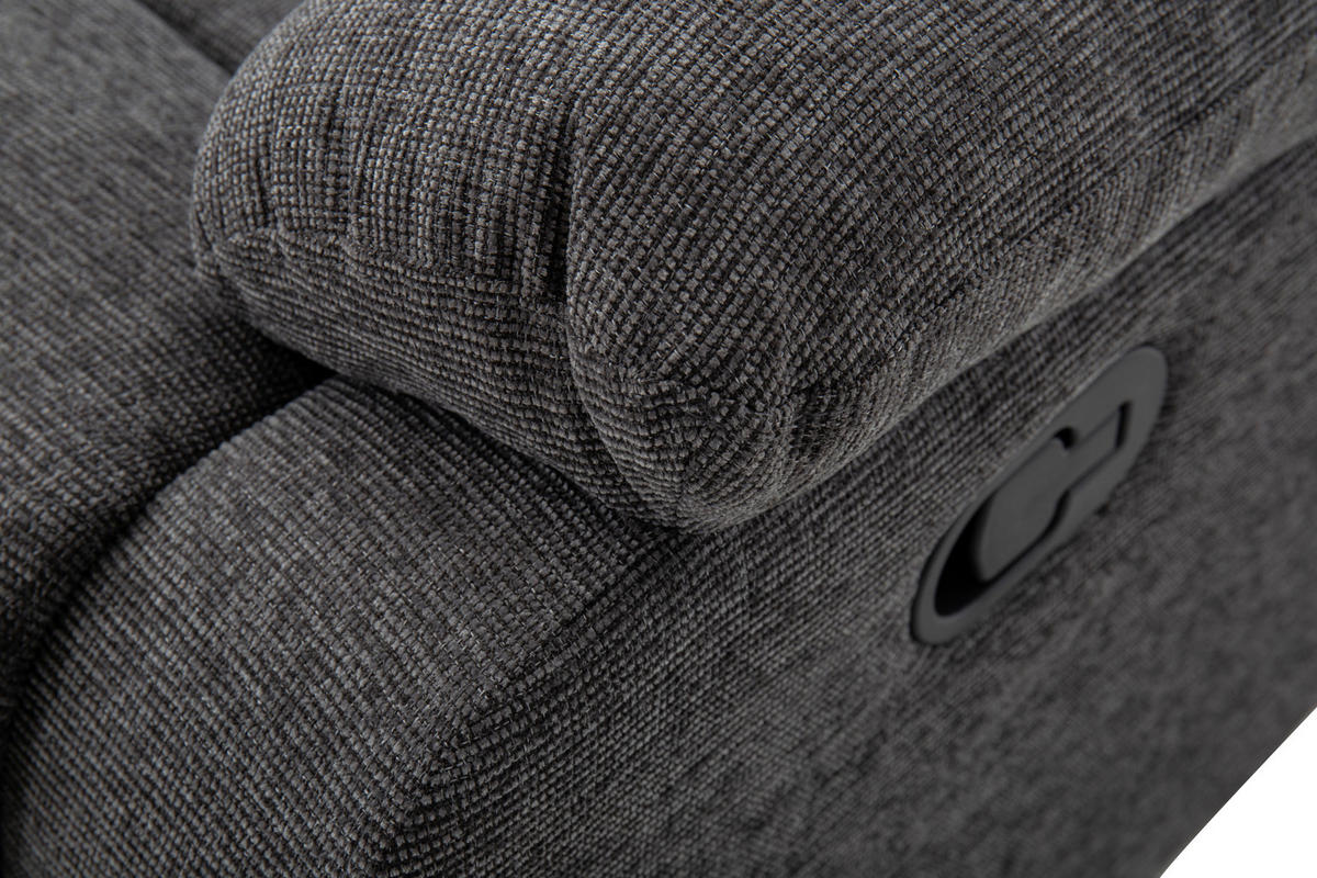 SITZGARNITUR VERONA Leinenoptik Dunkelgrau  - Dunkelgrau/Schwarz, Design, Kunststoff/Textil (84,5/133,5/100,5/92cm) - Livetastic