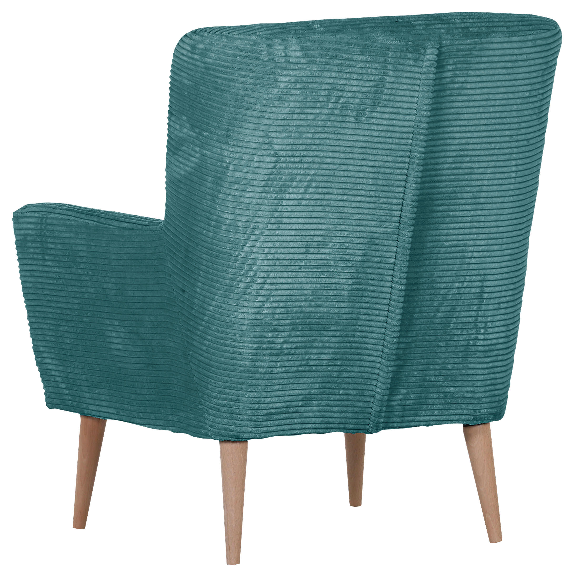 SESSEL Cord Petrol    - Petrol/Naturfarben, Trend, Holz/Textil (77/80/93cm)