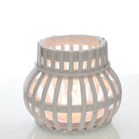 STOJAN NA SVÍČKU  dřevo, sklo - bílá, Basics, dřevo/sklo (15,5/13,5cm)