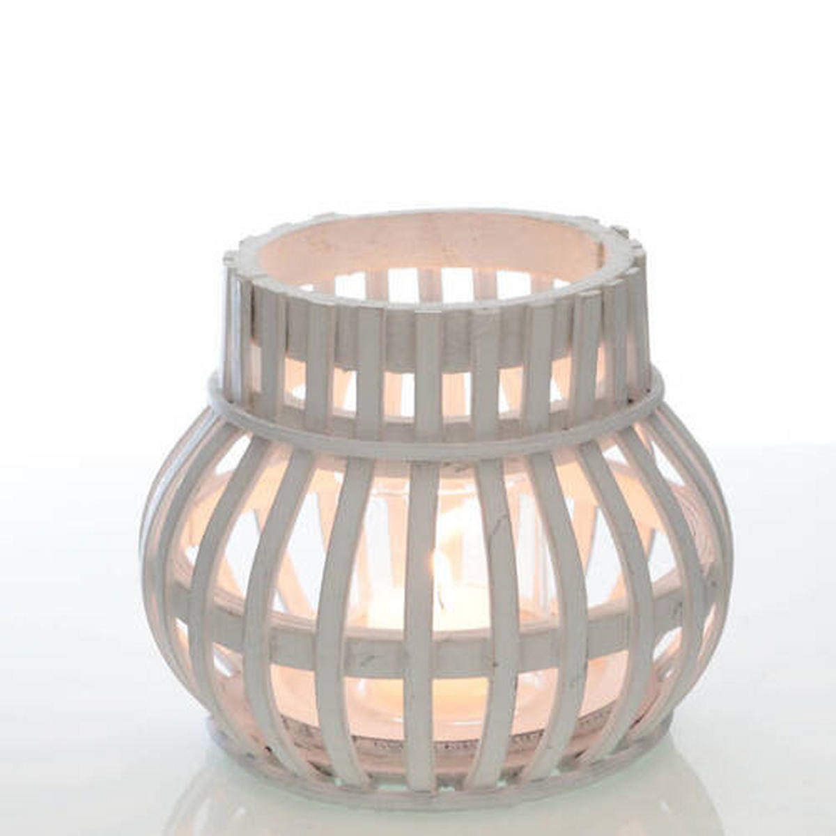 STOJAN NA SVÍČKU  dřevo, sklo - bílá, Basics, dřevo/sklo (15,5/13,5cm)