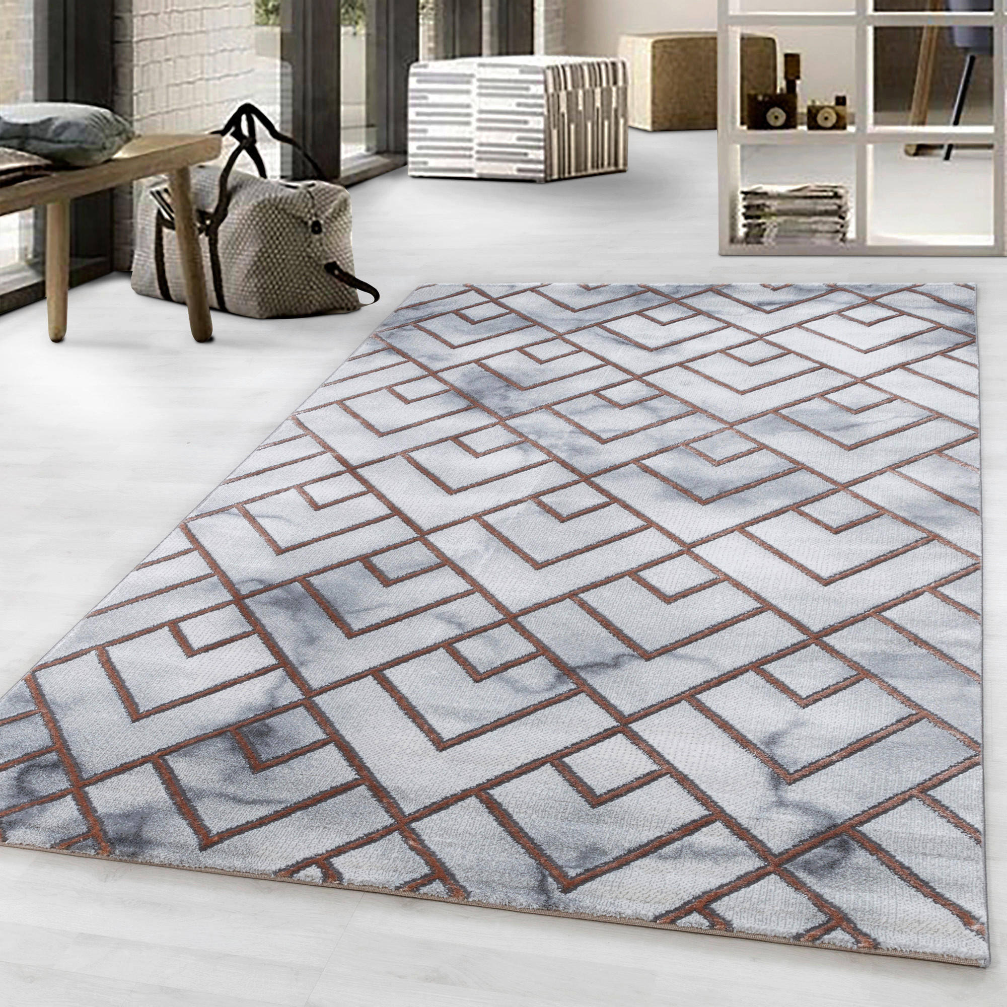 VÄVD MATTA 140/200 cm Naxos 3813 Bronze - bronsfärgad, Design, textil (140/200cm)
