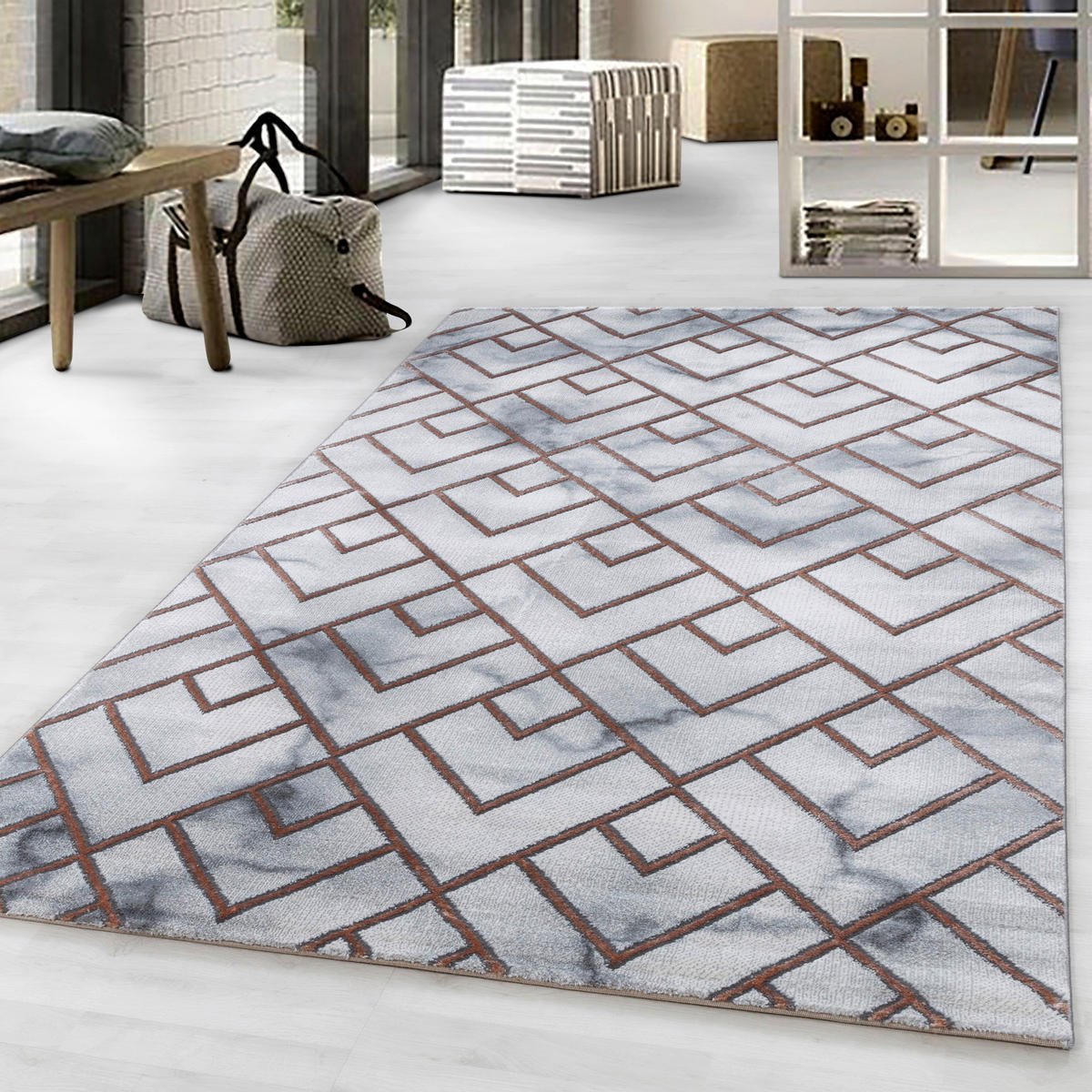 VÄVD MATTA 140/200 cm Naxos 3813 Bronze  - bronsfärgad, Design, textil (140/200cm)