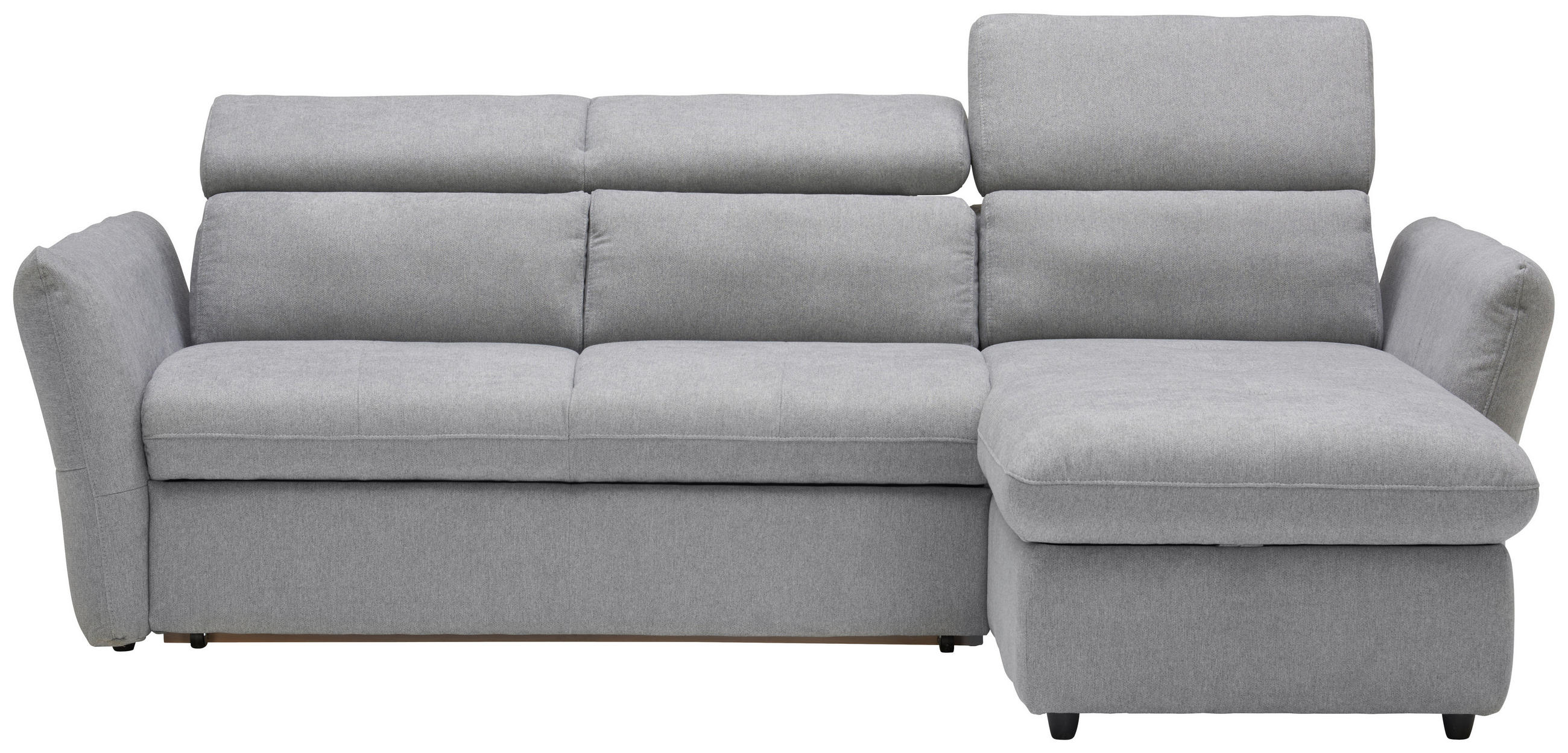 ECKSOFA Hellgrau Mikrofaser Rücken echt, Kopfteilverstellung  - Hellgrau/Schwarz, Design, Kunststoff/Textil (240/172cm) - Stylife
