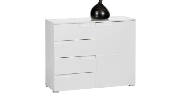 KOMMODE Spice in 100/80/40 cm - Weiß Hochglanz/Silberfarben, Design, Holzwerkstoff/Kunststoff (100/80/40cm) - Carryhome