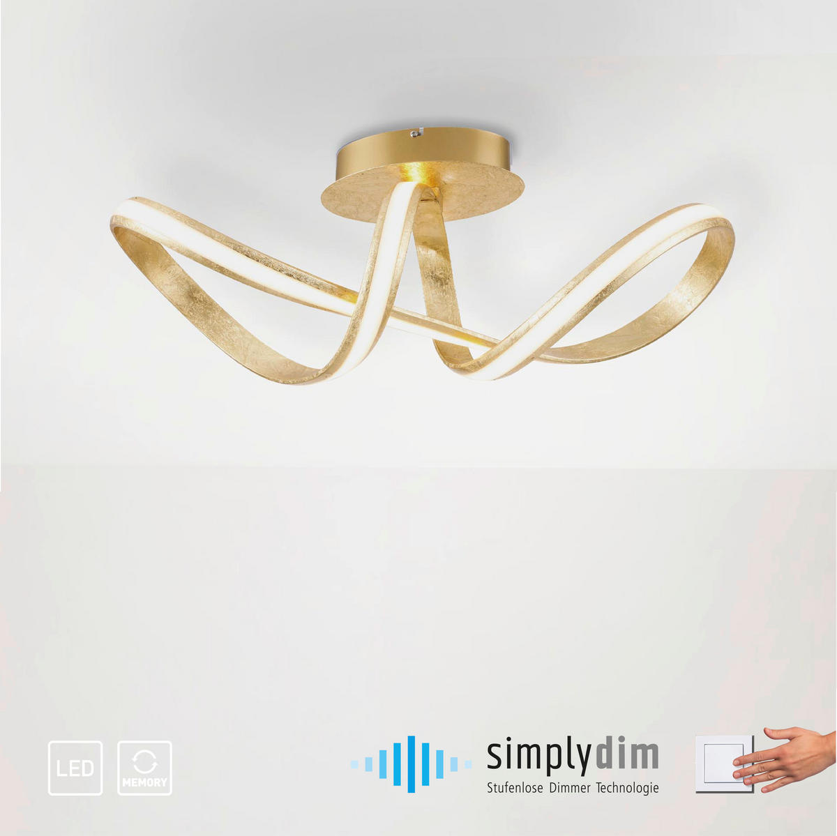 LED-DECKENLEUCHTE Melinda 64/24/24,5 cm   - Goldfarben, Design, Kunststoff/Metall (64/24/24,5cm) - Paul Neuhaus