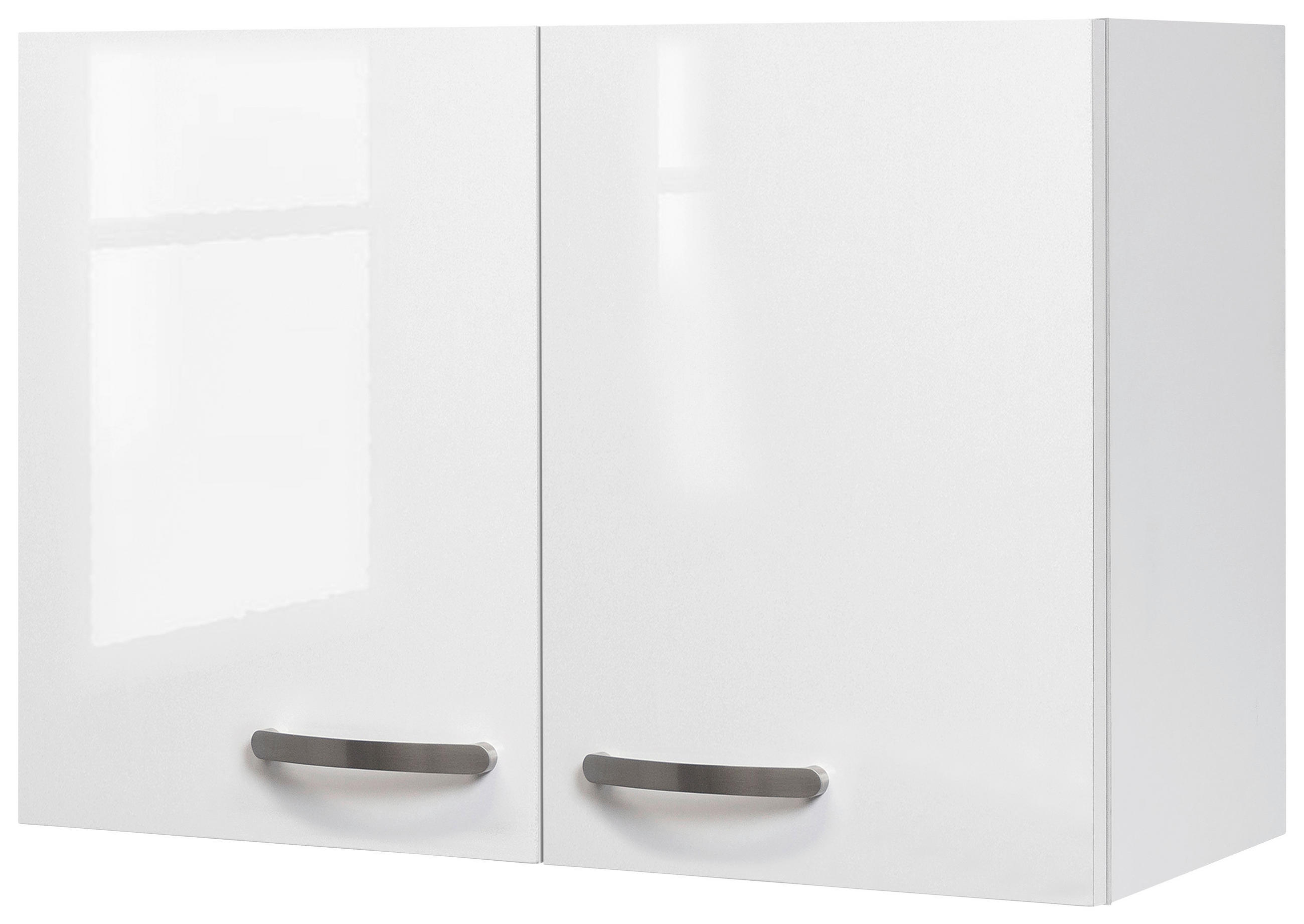 KÜCHENOBERSCHRANK 80/54,8/32 cm  in Weiß, Weiß Hochglanz  - Edelstahlfarben/Weiß Hochglanz, MODERN, Holzwerkstoff/Metall (80/54,8/32cm) - FlexWell