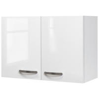 KÜCHENOBERSCHRANK 80/54,8/32 cm  in Weiß, Weiß Hochglanz  - Edelstahlfarben/Weiß Hochglanz, MODERN, Holzwerkstoff/Metall (80/54,8/32cm) - FlexWell