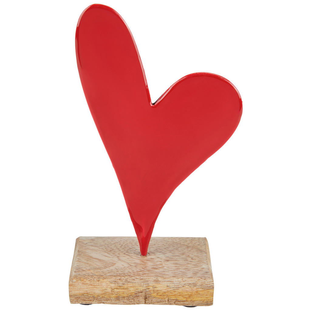 Deko Herz H: 17 Cm Holz Metall Für Indoor