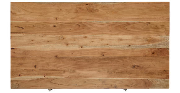 COUCHTISCH Akazie vollmassiv 120/70/45 cm rechteckig Akaziefarben, Edelstahlfarben  - Edelstahlfarben/Akaziefarben, Design, Holz/Metall (120/70/45cm) - Landscape