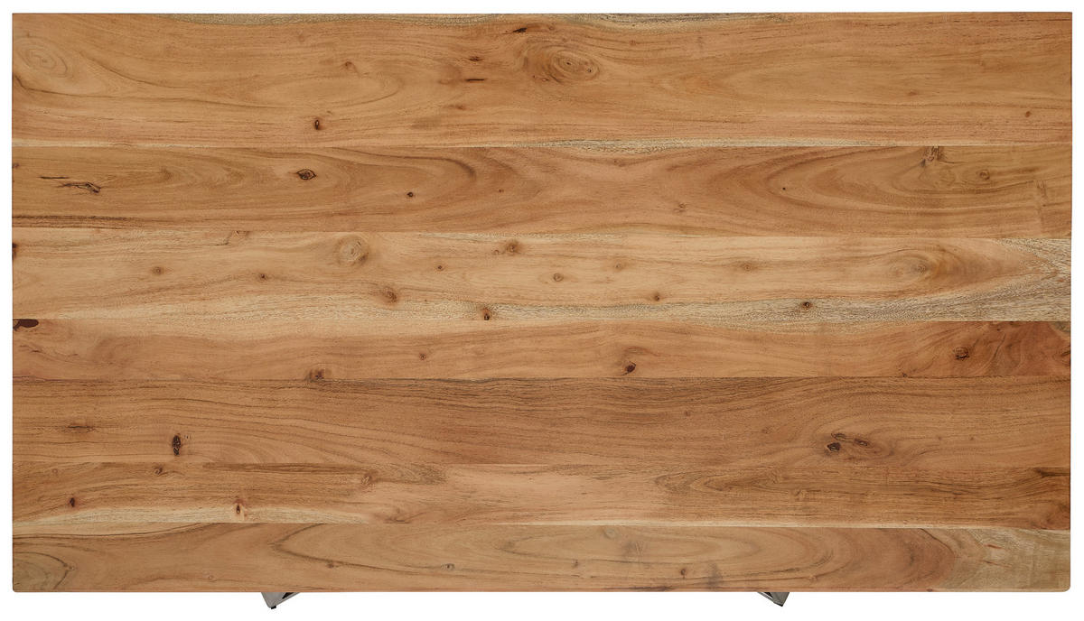 COUCHTISCH Akazie vollmassiv 120/70/45 cm rechteckig Akaziefarben, Edelstahlfarben  - Edelstahlfarben/Akaziefarben, Design, Holz/Metall (120/70/45cm) - Landscape