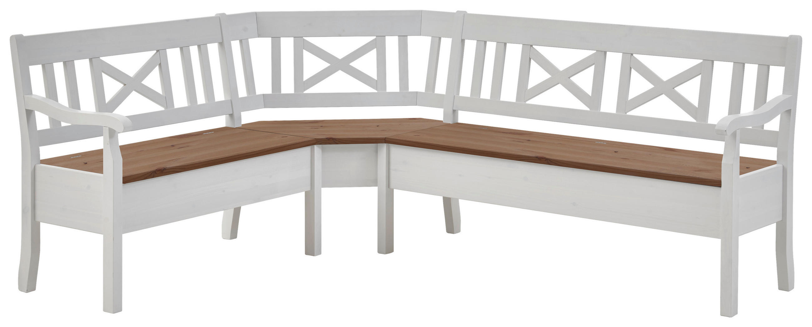 ECKBANK 213/170 cm Weiß, Bernsteinfarben Kiefer massiv   - Bernsteinfarben/Weiß, ROMANTIK / LANDHAUS, Holz (213/170cm) - Boxxx