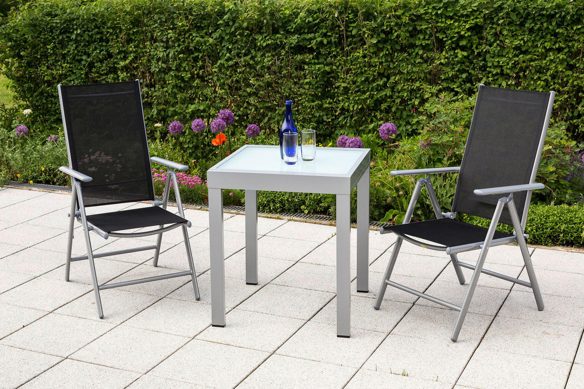 GARTENSET 3-teilig  - Silberfarben/Schwarz, MODERN, Textil/Metall - Gardenson