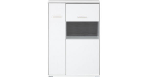 HIGHBOARD in 94/137/38 cm - Edelstahlfarben/Weiß Hochglanz, Design, Glas/Holzwerkstoff (94/137/38cm) - Xora