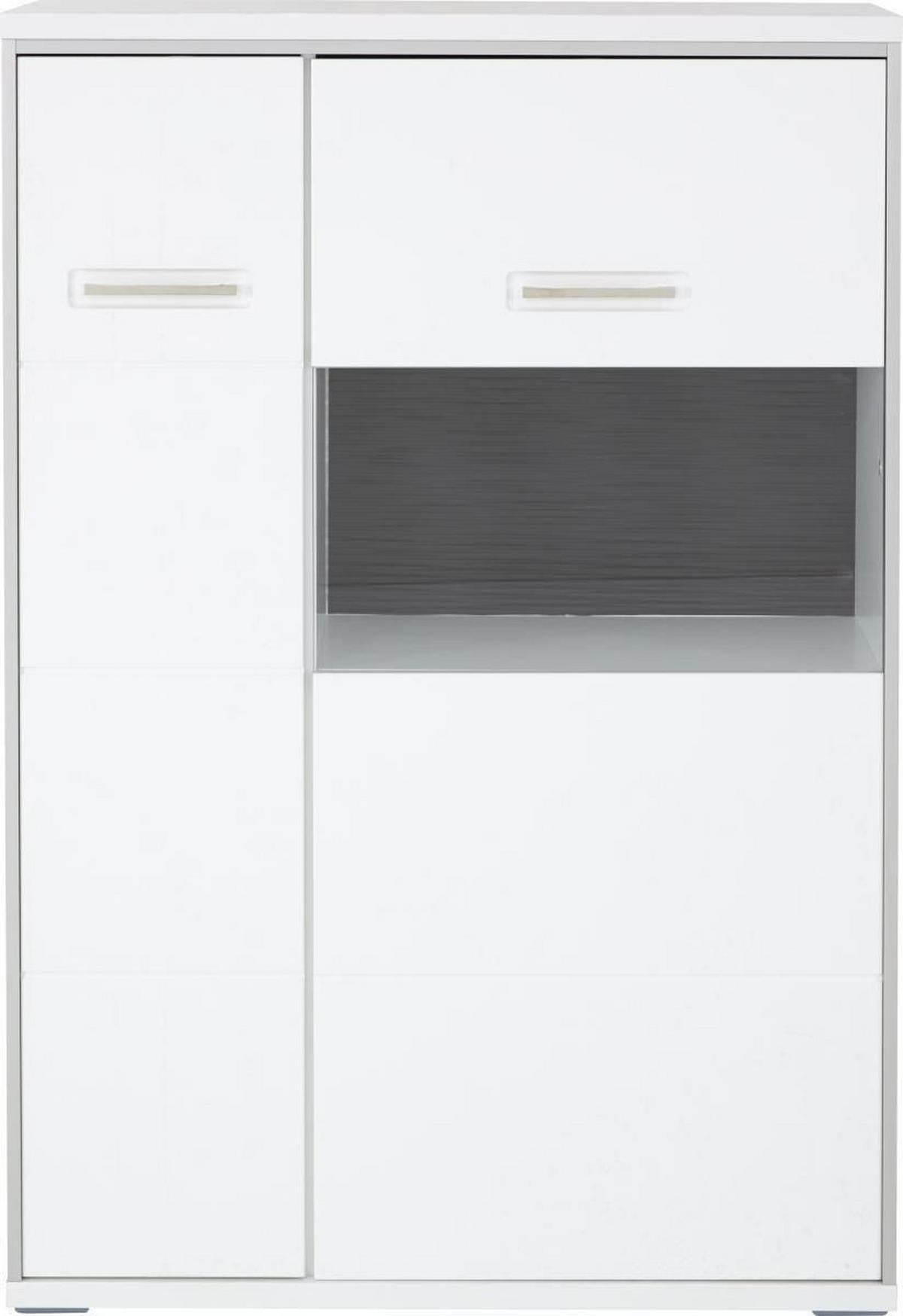 HIGHBOARD  in 94/137/38 cm  - Edelstahlfarben/Weiß Hochglanz, Design, Glas/Holzwerkstoff (94/137/38cm) - Xora