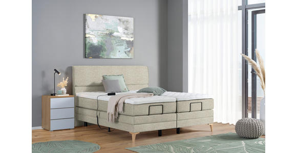 BOXSPRINGBETT 180/200 cm in Beige - Eichefarben/Beige, KONVENTIONELL, Holz/Textil (180/200cm) - Voleo