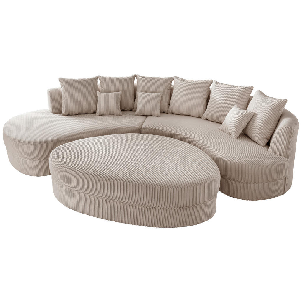 Thumbnail - Livetastic Wohnlandschaft, Beige, Textil, 4-Sitzer, Füllung: Schaumstoff, Ottomane links, organische Form, 300x160 cm, M...