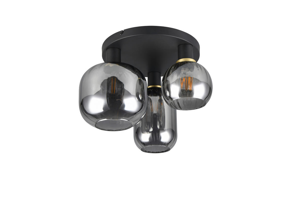 DECKENLEUCHTE  39/28,5 cm    - Chromfarben/Schwarz, Design, Glas/Metall (39/28,5cm) - Trio Leuchten