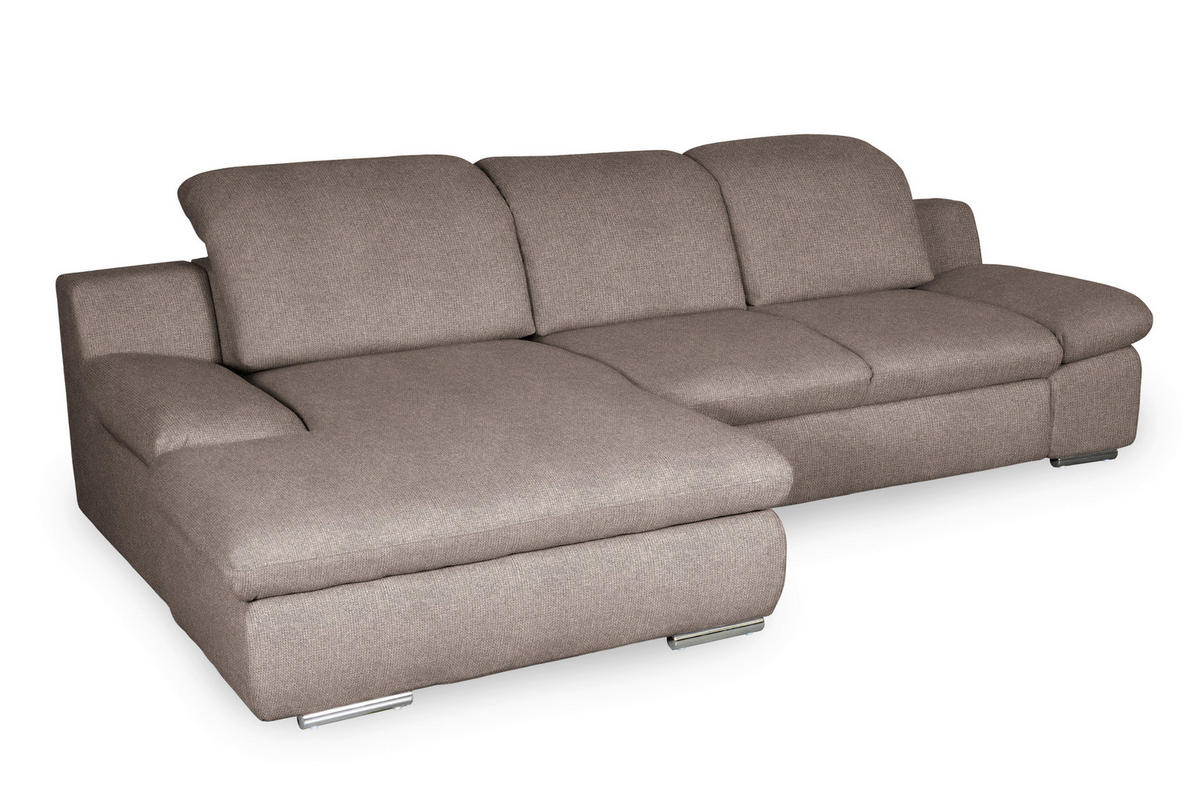 ECKSOFA Taupe Chenille  - Taupe/Chromfarben, Design, Textil/Metall (165/286cm) - Livetastic