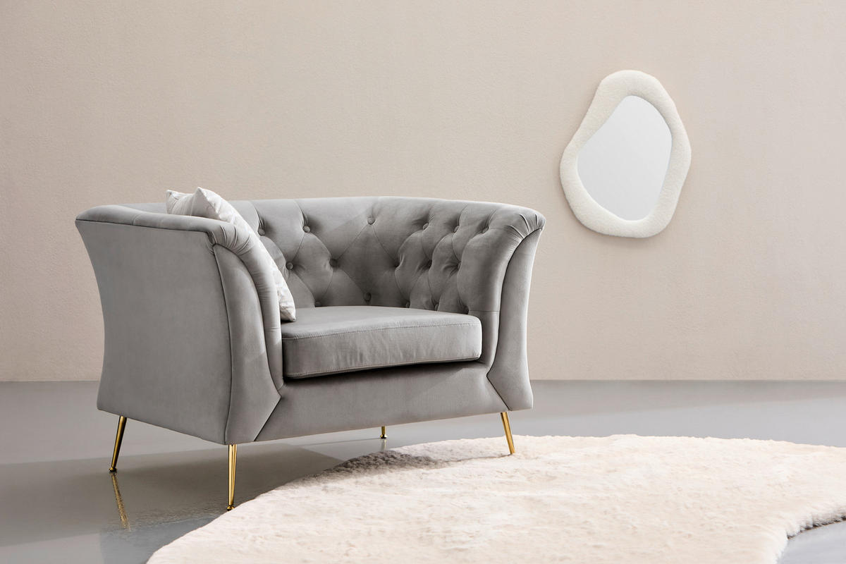 XXL-SESSEL - Goldfarben/Grau, KONVENTIONELL, Textil/Metall (109/80/79cm) - Carryhome