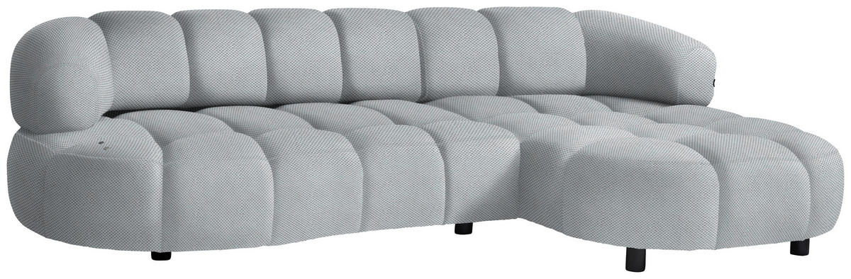 ECKSOFA in Webstoff Hellgrau  284/183 cm  - Hellgrau/Schwarz, Design, Holz/Textil (284/183cm) - Welnova