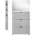 GARDEROBE 3-teilig in 125/200/19 cm - Kaschmir/Eichefarben, Design, Glas/Holzwerkstoff (125/200/19cm) - Voleo