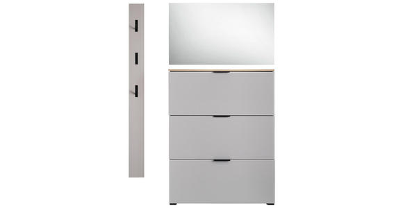 GARDEROBE 3-teilig in 125/200/19 cm - Kaschmir/Eichefarben, Design, Glas/Holzwerkstoff (125/200/19cm) - Voleo
